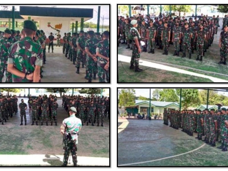 TNI dari Kodam Hasanuddin dikerahkan untuk memback up kepolisian dalam aksi demo hari ini. 