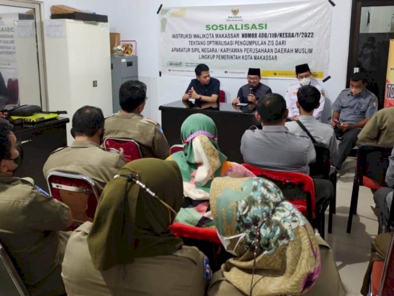 Badan Amil Zakat Nasional (BAZNAS) Kota Makassar sosialisasi Optimalisasi Pengumpulan (ZIS) bagi ASN/Karyawan Perusahaan Daerah Muslim lingkup Pemkot Makassar, di Kantor PD Parkir Makassar Raya. 