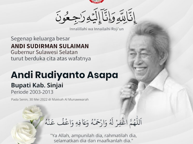Sudirman Sampaikan Duka Atas Wafatnya Mantan Bupati Sinjai Rudiyanto Asapa