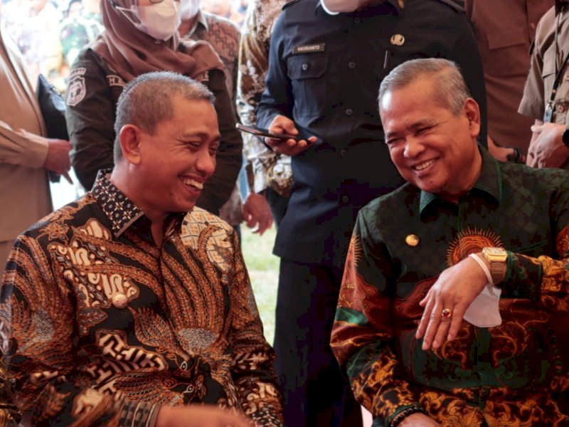 Bupati Wajo Amran Mahmud saat menghadiri kick off pembentukan Desa Antikorupsi 2022, di Desa Pakkatto, Kabupaten Gowa, Sulsel, Selasa (07/06/2022). 