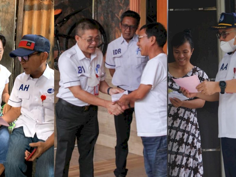 Pejabat Direksi PDAM Kota Makassar saat mengunjungi warga di kompleks Nusa Tamalanrea Indah, Rabu (15/06/2022). 