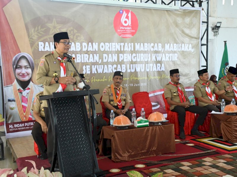 Kursus orientasi kepramukaan bagi Majelis Pembimbing (Mabi) cabang dan ranting serta pengurus Kwartir Cabang Gerakan Pramuka Luwu Utara, Sabtu (18/06/2022).