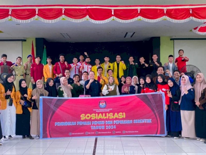 Sosialisasi Pendidikan Pemilu dan Pemilihan Serentak Tahun 2024 di aula kampus IAIN Bone, Selasa 21 Juni 2022.