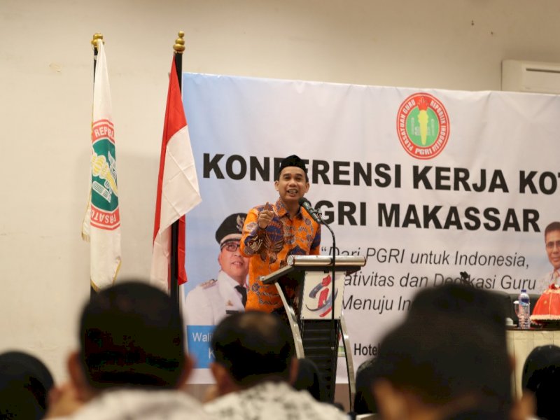 Ketua DPRD Kota Makassar Rudianto Lallo menghadiri Konferensi Kerja II PGRI Makassar, Selasa (21/6/2022).
