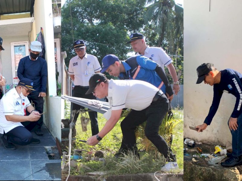 Tampak Direksi dan Pejabat PDAM Kota Makassar turun menyapa masyarakat untuk baca meter pelanggan. 