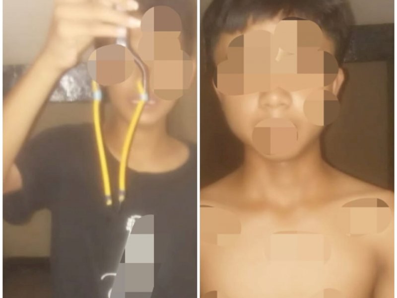 ST (13) dan AW (16) diamankan petugas karena diduga jadi dalang tawuran. 