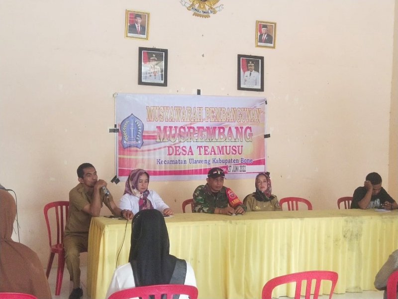 Musyawarah desa perencanaan pembangunan tahunan Desa Tea Musu Kecamatan Ulaweng, Kabupaten Bone digelar di Aula kantor desa, Senin (27/6/2022).