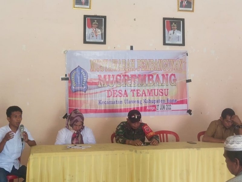 Musyawarah Desa Perencanaan Pembangunan Tahunan sekaligus membentuk Tim Penyusun Rencana Kerja Pemerintah (RKP) Desa Tea Musu Tahun 2023 di Aula kantor desa belum lama ini.