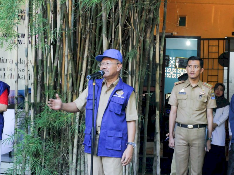 Bupati Jeneponto Iksan Iskandar menghadiri pelepasan ratusan mahasiswa KKN INTI, Senin (04/07/2022). 
