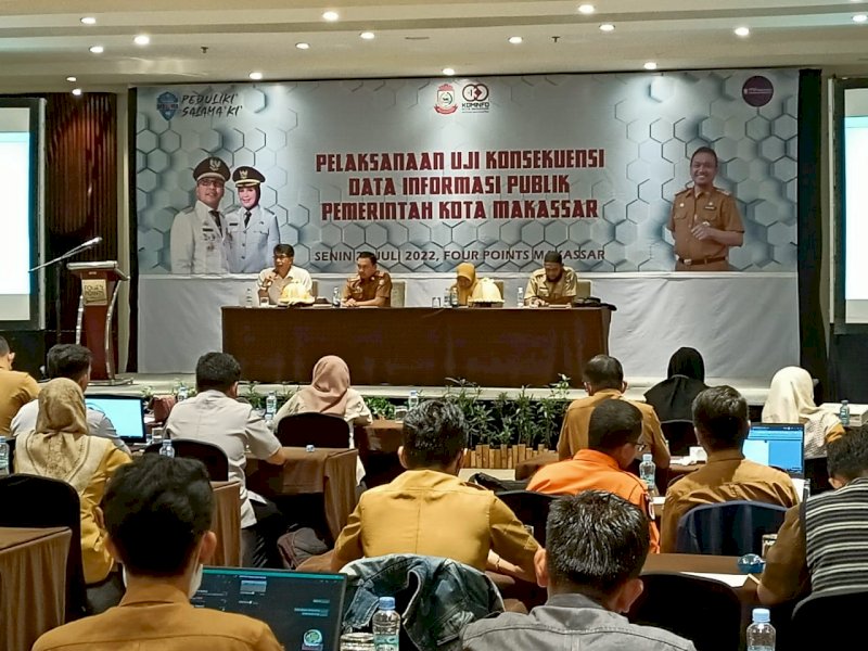 Kegiatan Uji Konsekuensi yang dilaksanakan oleh Dinas Kominfo Kota Makassar di Four Point by Sheraton, Makassar, Senin (25/7/2022).