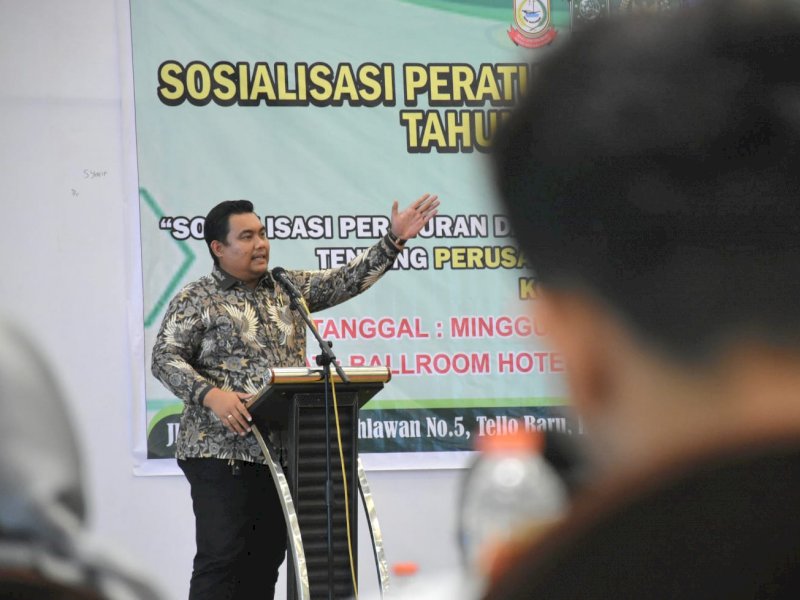 Sosialisasi Peraturan Daerah (Perda) Nomor 7 Tahun 2019 tentang Perusahaan Umum Daerah Air Minum (PDAM) Kota Makassar, di Hotel MaxOne, Minggu (31/7/2022).