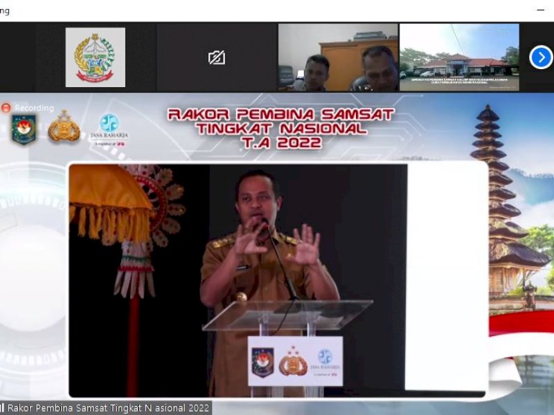 Gubernur Sulawesi Selatan Andi Sudirman Sulaiman diundang menjadi narasumber pada kegiatan Rakor Pembina SAMSAT Tingkat Nasional 2022 di Badung, Bali, Rabu (24/8/2022).