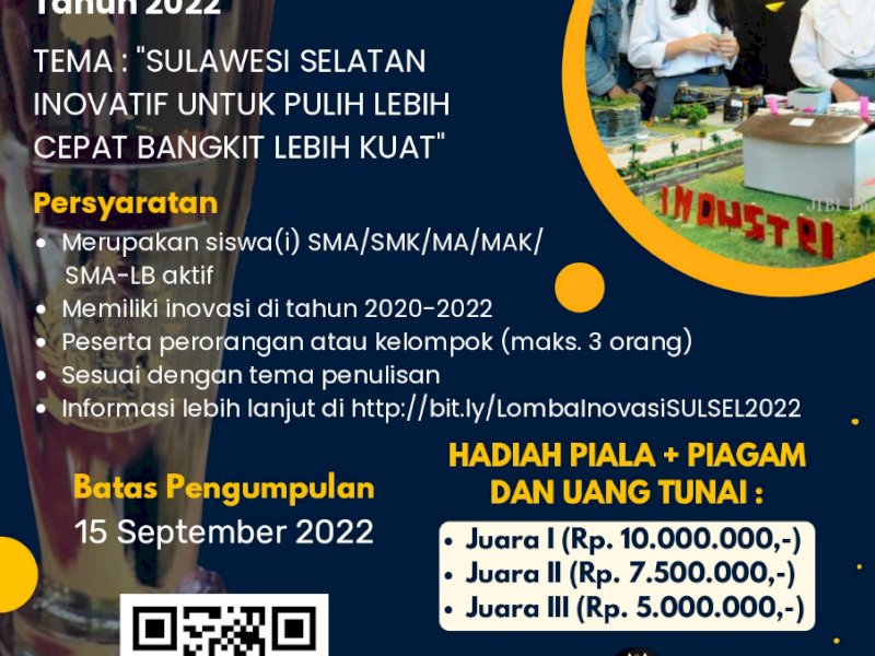 Punya Inovasi? Yuk, Ikut Lomba 'Sulsel Inovatif untuk Pulih Lebih Cepat'