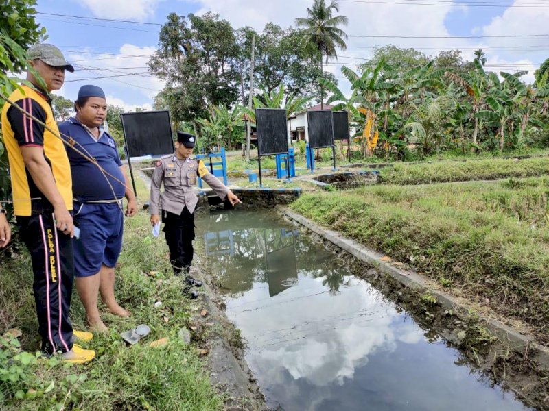 Saluran irigasi tempat jenazah korban ditemukan. 