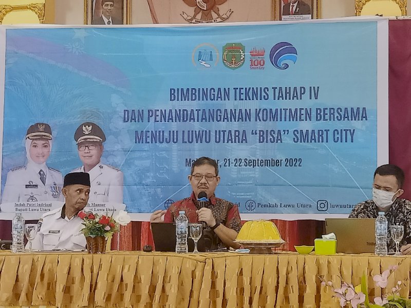 Bimtek Tahap IV penyusunan masterplan Smart City di Kabupaten Luwu Utara dilaksanakan, Rabu (21/9/2022), di Hotel Grand Town Makassar.