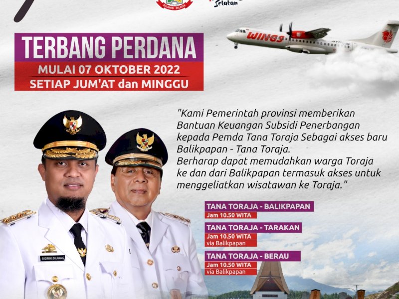 Besok Penerbangan Perdana Tator-Balikpapan