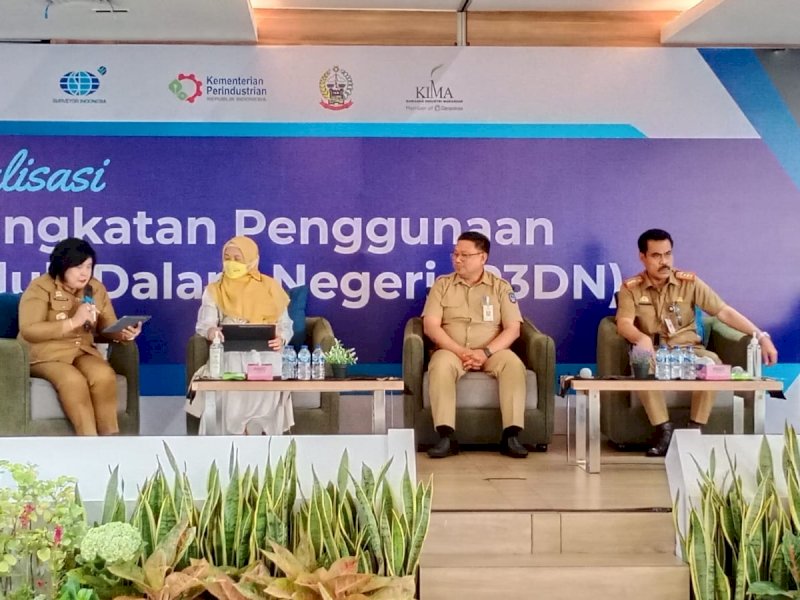 Sosialisasi Peningkatan Penggunaan Produk Dalam Negeri (P3DN) di Ballroom Bank Mandiri Region X Sulawesi dan Maluku, Kota Makassar, Senin (10/10/2022).