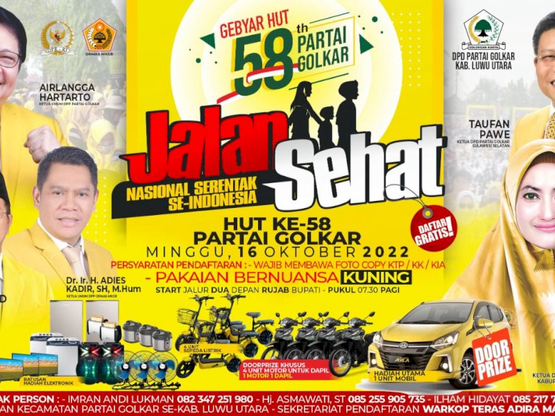 Hari Kedua, Sudah 22.000 Warga Daftar Jalan Sehat Golkar Lutra