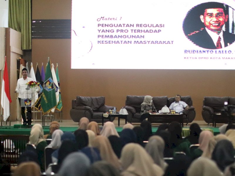 Ketua DPRD Makassar Rudianto Lallo memberi kuliah tamu, di Auditorium Al Jibra Kampus UMI, Sabtu (15/10/2022).