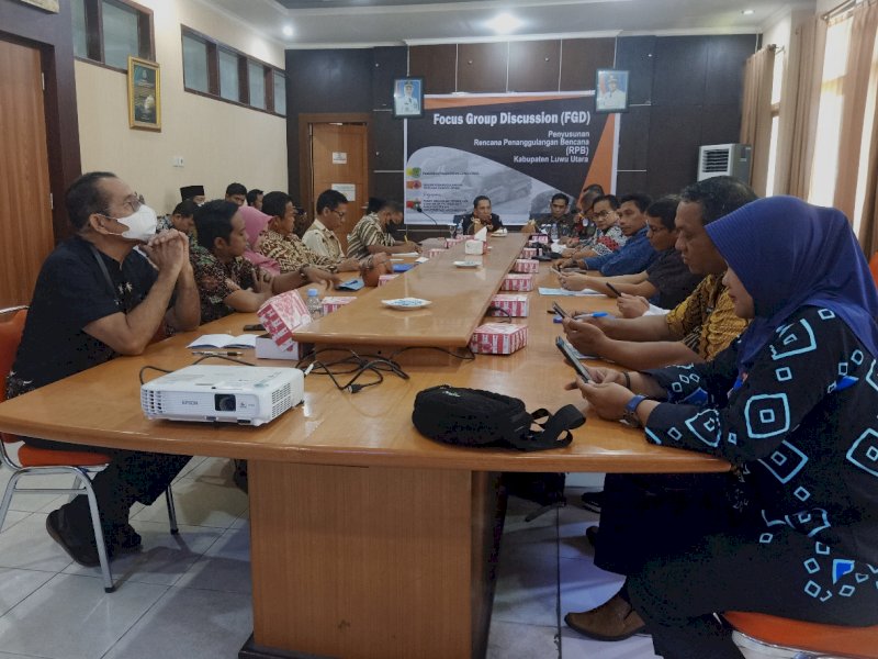 Badan Penanggulangan Bencana Daerah (BPBD) Kabupaten Luwu Utara menggelar kegiatan Focus Group Discussion (FGD) Penyusunan Rencana Penanggulangan Bencana (RPB).