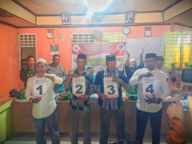 Pleno penetapan nomor urut calon Kades Mattaropuli, Bone.