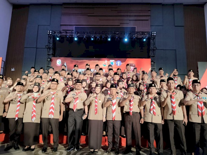 Pengukuhan Ketua Majelias Pembimbing Cabang Gerakan Pramuka Kota Makassar dan Ketua Kwartir Cabang Gerakan Pramuka Kota Makassar sisa Masa Bakti 2019-2024 di Four Points by Sheraton Makassar, Jumat (4/11/2022).