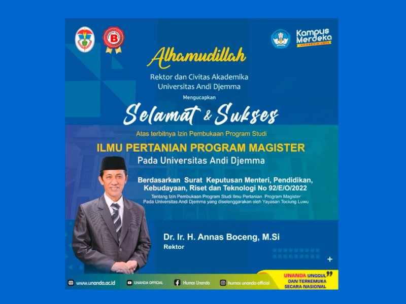 Unanda Palopo Resmi Buka Prodi Ilmu Pertanian Program Magister