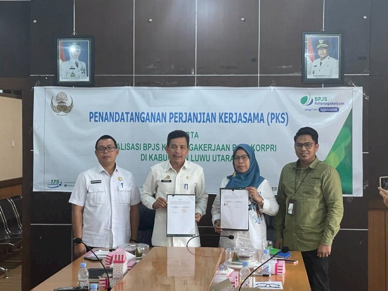 Perjanjian Kerja Sama (PKS) Perlindungan Jaminan Sosial Ketenagakerjaan bagi Anggota Korpri, Rabu (28/12/2022).