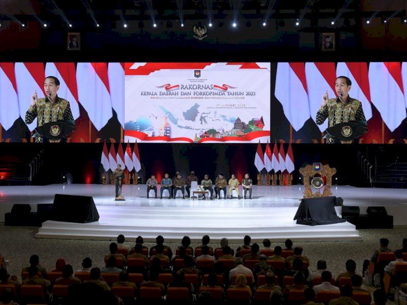 Presiden RI Joko Widodo (Jokowi) membuka Rapat Koordinasi Nasional (Rakornas) Kepala Daerah dan Forum Komunikasi Pimpinan Daerah (Forkopimda) se-Indonesia Tahun 2023.