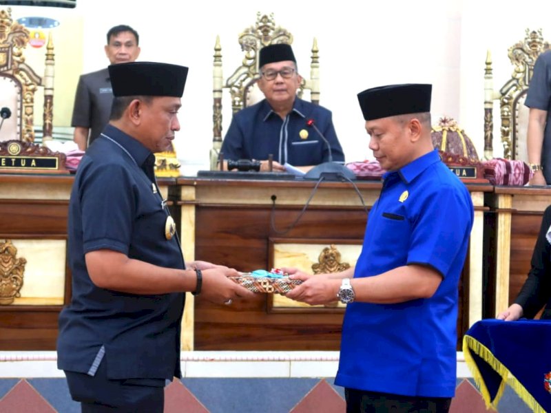 Nota penjelasan ranperda dalam rapat paripurna DPRD Wajo di Ruang Rapat Paripurna DPRD Wajo, Jumat (20/1/2023).
