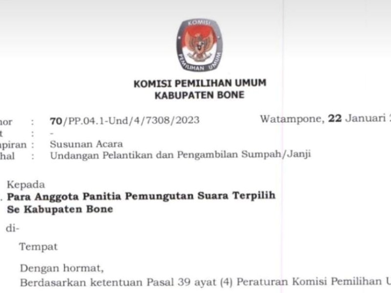 Undangan pelantikan PPS yang beredar.