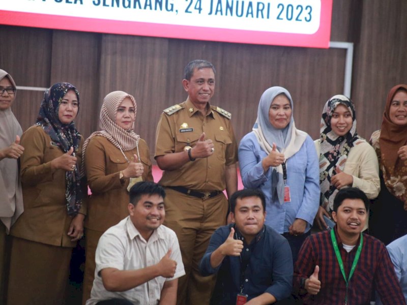 Workshop Pembelajaran dan Penutupan Program Perlindungan Anak dengan Kakao Berkelanjutan 2022 di Ruang Pola Kantor Bupati Wajo, Selasa (24/1/2023).