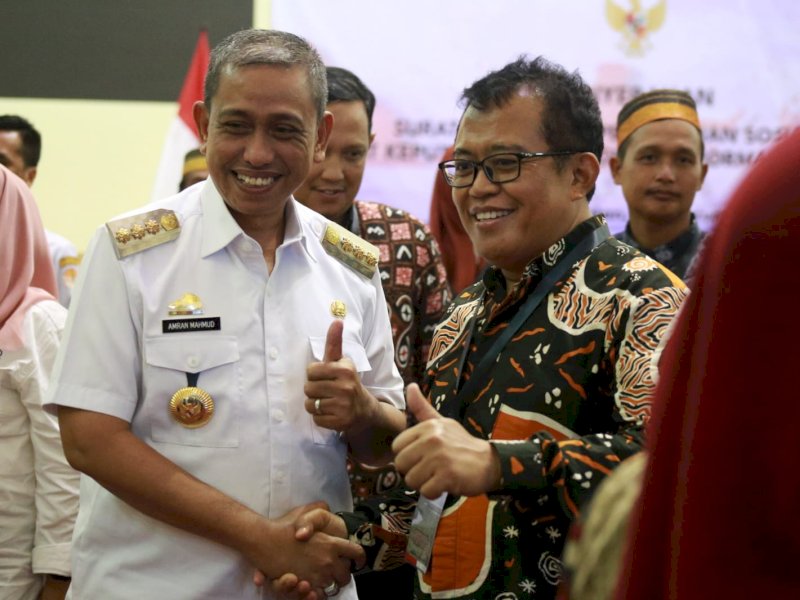 Bupati Wajo, Amran Mahmud mengikuti proses penyerahan ini secara virtual di Ruang Rapat Pimpinan Kantor Gubernur Sulsel, Makassar, Rabu (22/2/2023).