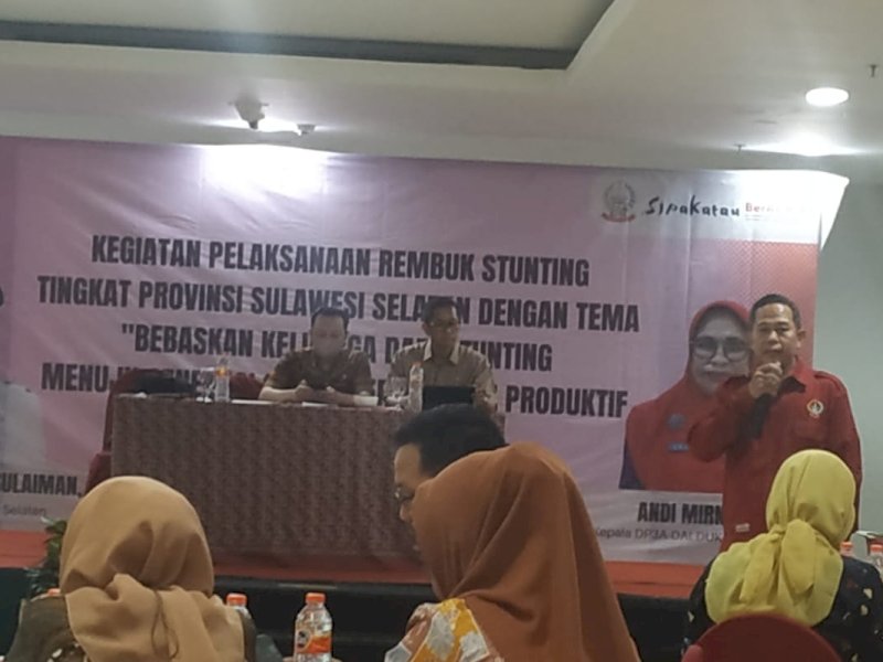 Rembuk Stunting Tingkat Provinsi Sulawesi Selatan di Hotel Swiss Bell Makassar, Kamis (23/2/2023).