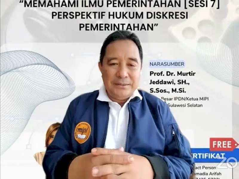 Ketum MIPI Bahtiar membuka webinar "Memahami Ilmu Pemerintahan Sesi 7 Perspektif Hukum Diskresi Pemerintahan", Sabtu (25/2/2023).