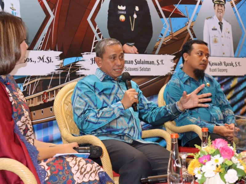 Bupati Wajo Amran Mahmud memaparkan strategi pengembangan sutera di daerahnya pada gelaran pameran kerajinan The Jakarta International Handicraft Trade Fair (INACRAFT) 2023.