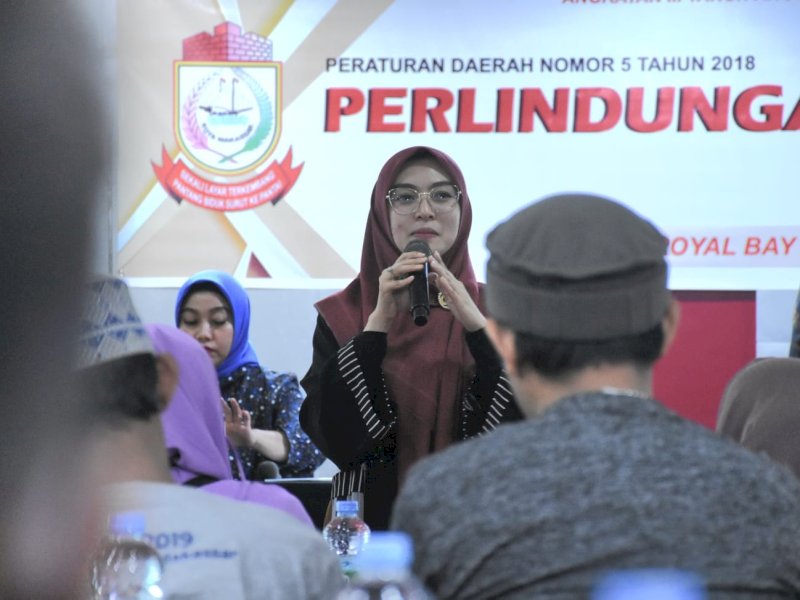 Sosialisasi Peraturan Daerah (Perda) Nomor 5 tahun 2018 tentang Perlindungan Anak, di Hotel Royal Bay Makassar, Rabu (5/4/2023).