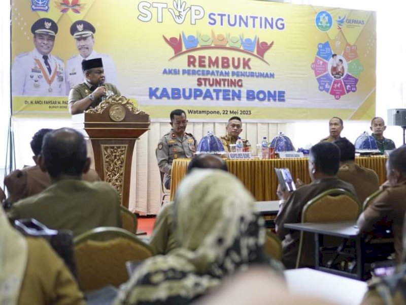 Rembuk Aksi Percepatan Penurunan Stunting di Kabupaten Bone, Senin (22/5/2023).