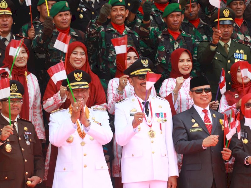 Upacara peringatan HUT Kemerdekaan Republik Indonesia ke-78 di Kabupaten Wajo digelar di Lapangan Merdeka, Sengkang, Kamis (17/8/2023).