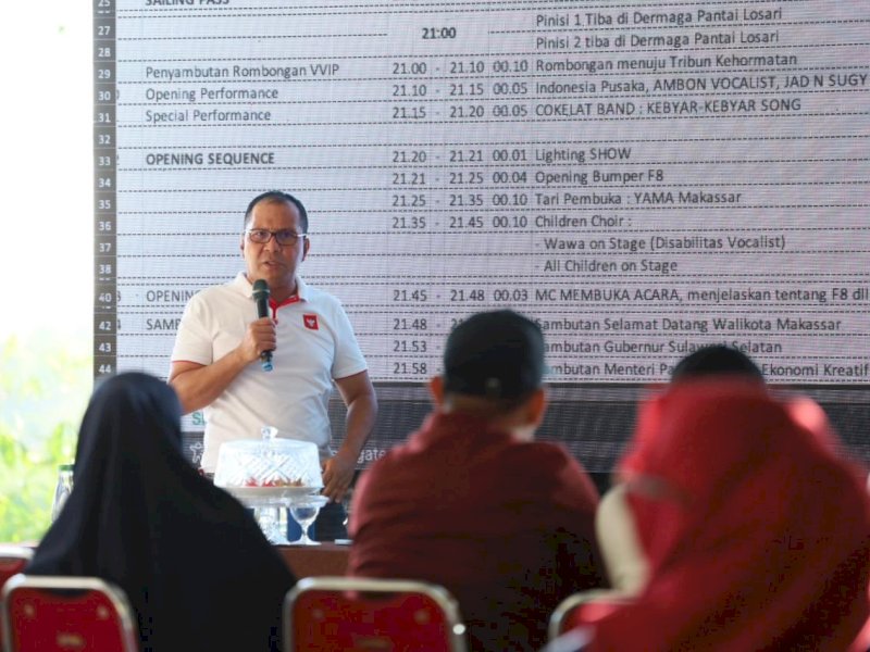 Rapat koordinasi persiapan event F8 Makassar, di Kampung Tokka Tena Rata, Maros, Sabtu (19/08/2023).