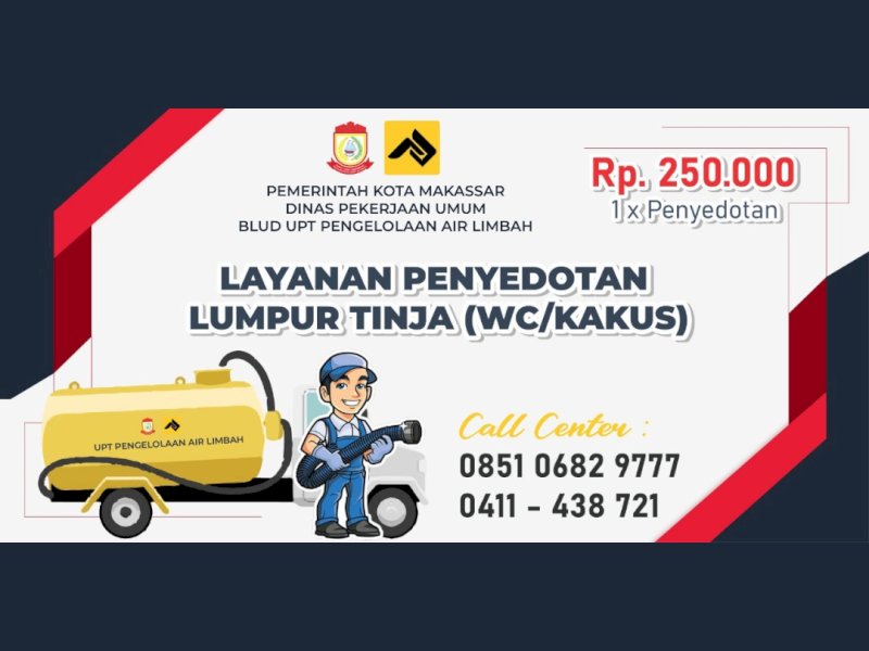 Butuh Layanan Sedot Tinja? Ini Call Centre yang Disiapkan Dinas PU Makassar