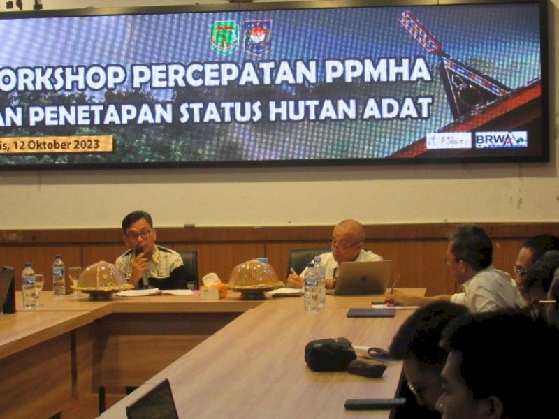 Workshop Percepatan Penetapan Pengakuan Masyarakat Adat dan Status Hutan Adat, Kamis (12/10/2023). 