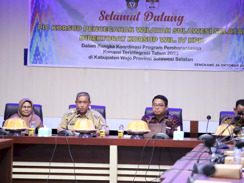 Rapat koordinasi Program Pemberantasan Korupsi Terintegrasi 2023 di Ruang Rapat Pimpinan Kantor Bupati, Selasa (24/10/2023).