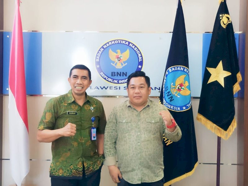 Kepala BNN Sulsel Brigjen Pol Guruh Ahmad Fadiyanto dan Direktur Laksus Muh Ansar. 