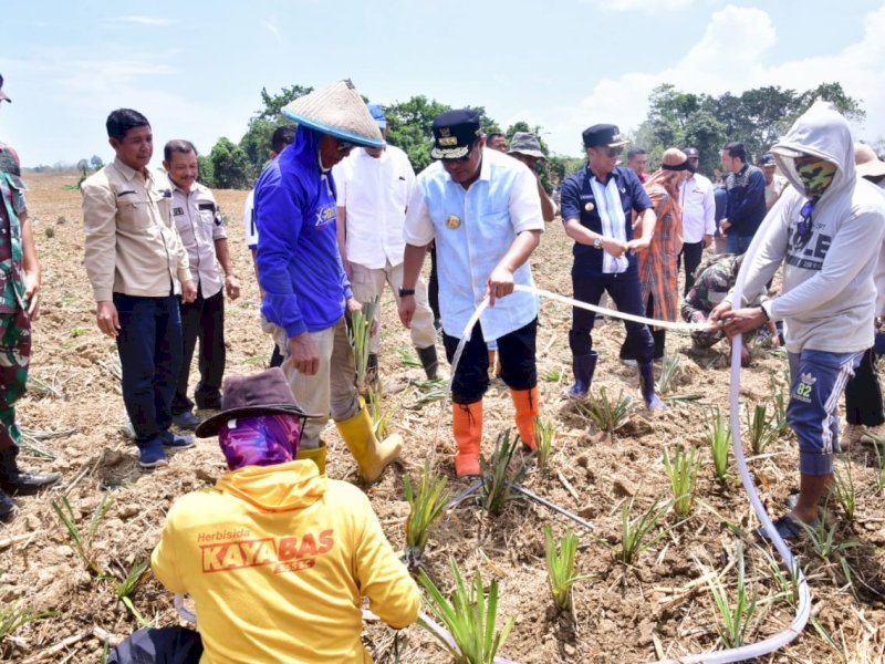 Pj Gubernur Sulsel Bahtiar Baharuddin di Desa Tellongeng, Kecamatan Mare, Bone. 