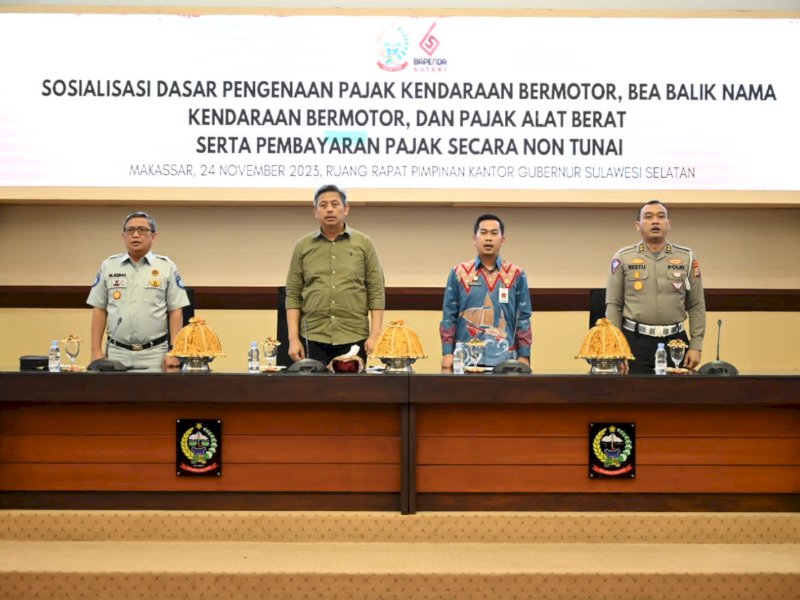 Sosialisasi pajak kendaraan di Kantor Gubernur Sulsel, Jumat 24 November 2023.