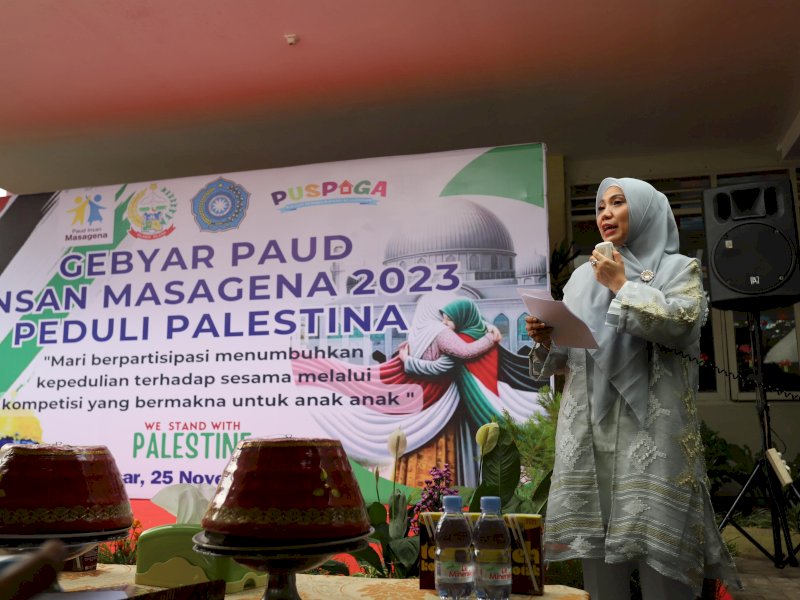Sofha Marwah Bahtiar, menghadiri Gebyar PAUD Insan Masagena 2023 Peduli Palestina. 