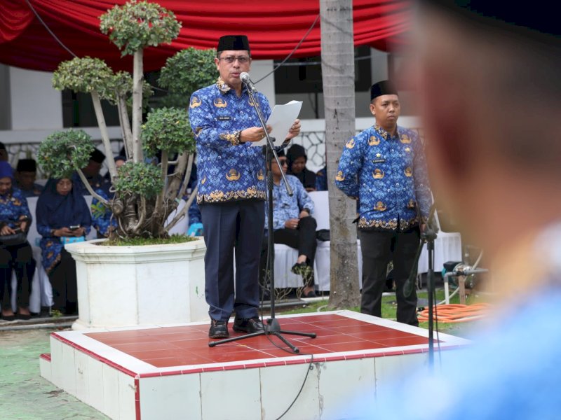 Upacara peringatan HUT ke 52 Korpri  digelar di halaman kantor Balaikota Makassar, Rabu (29/11/2023).