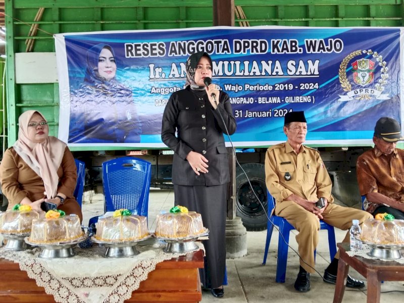 Anggota DPRD Wajo Andi Muliana Sam menggelar reses di Desa Abbatireng, Kecamatan Gilireng, Kabupaten Wajo, Selasa (30/1/2027) (Ist) 