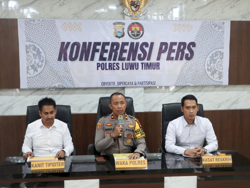 Pihak Polres Luwu Timur saat ekspose kasus/Ist